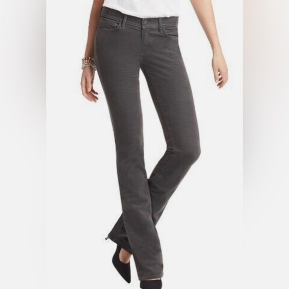 Gently Used Ann Taylor Loft Marisa Boot Corduroy Gray Jeans- Size 2 Petite - Picture 1 of 8